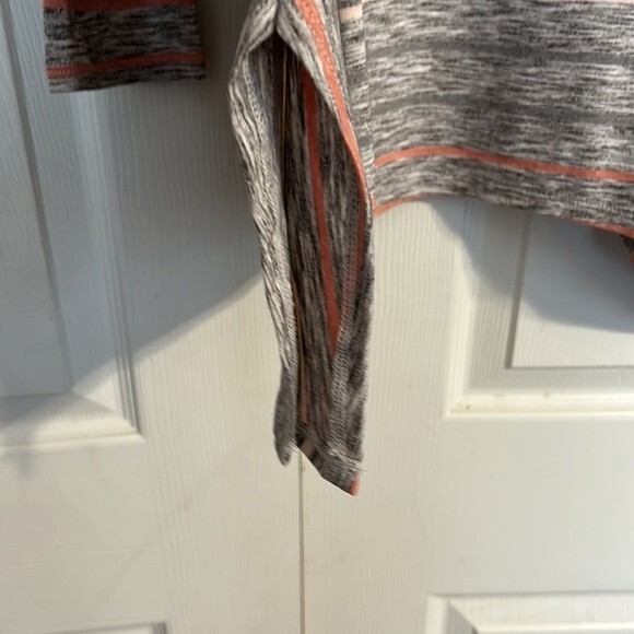 PURE JILL Size Medium Gray Tunic Peach Stripes Crewneck Pullover Modal Cotton - Picture 3 of 7